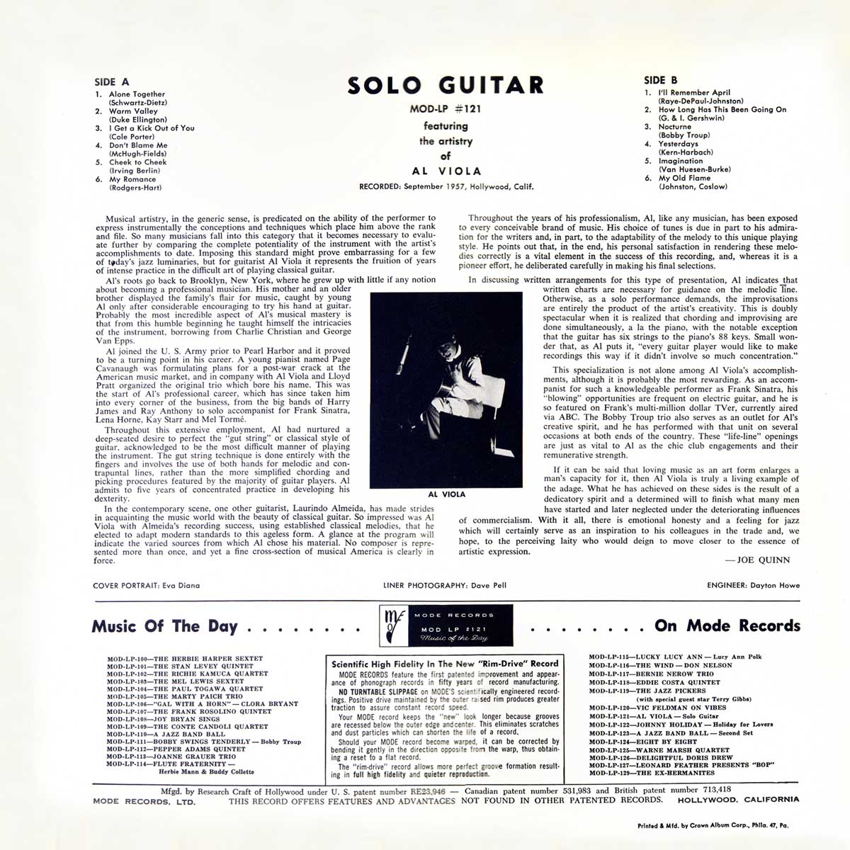 Al Viola - Solo Guitar - Back Cover